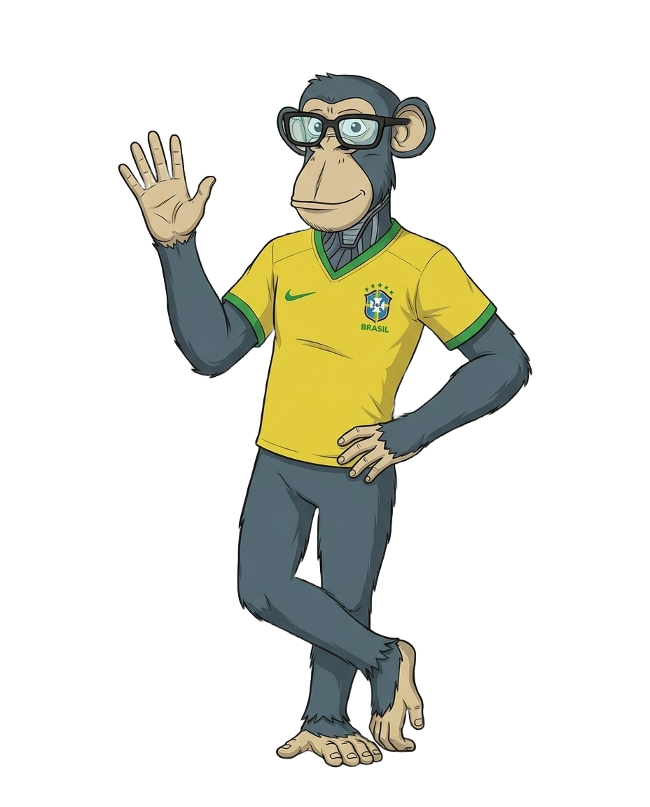Character illustration of a monkey engineer in a Brazilian jersey